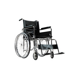 Fototapeta premium Black Wheelchair on Black Background Medical Equipment Mobility Aid
