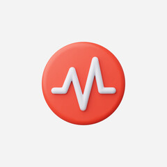 3d Realistic Heart Beat icon vector Illustration