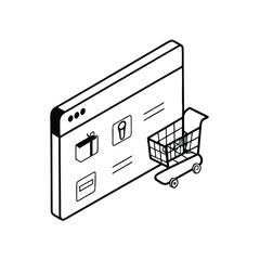 Online shopping interface with a shopping cart icon, showcasing product options and a minimalist design