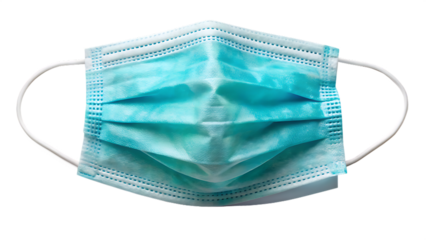 Light Blue Disposable Face Mask on transparent background