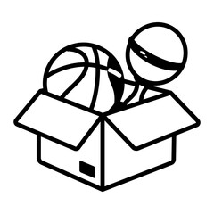 A sketchy style icon showing a toy box
