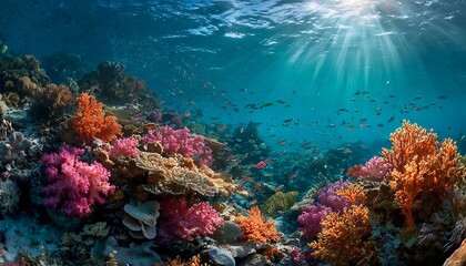 Fototapeta premium coral reef and diver