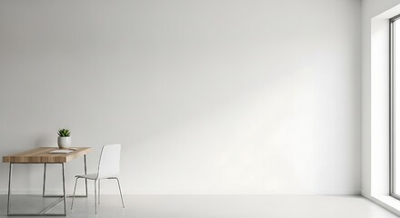 Obraz premium Minimalist Workspace with Ample Copy Space and Natural Light