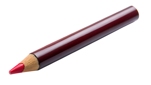 Red Lip Pencil Cosmetic Makeup on transparent background