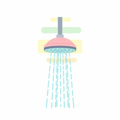 Pastel Pink Shower Head with Water Stream.