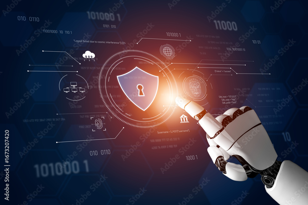 Aufkleber ai securing digital infrastructure, analyzing biometric authentication, monitoring threats, and mana