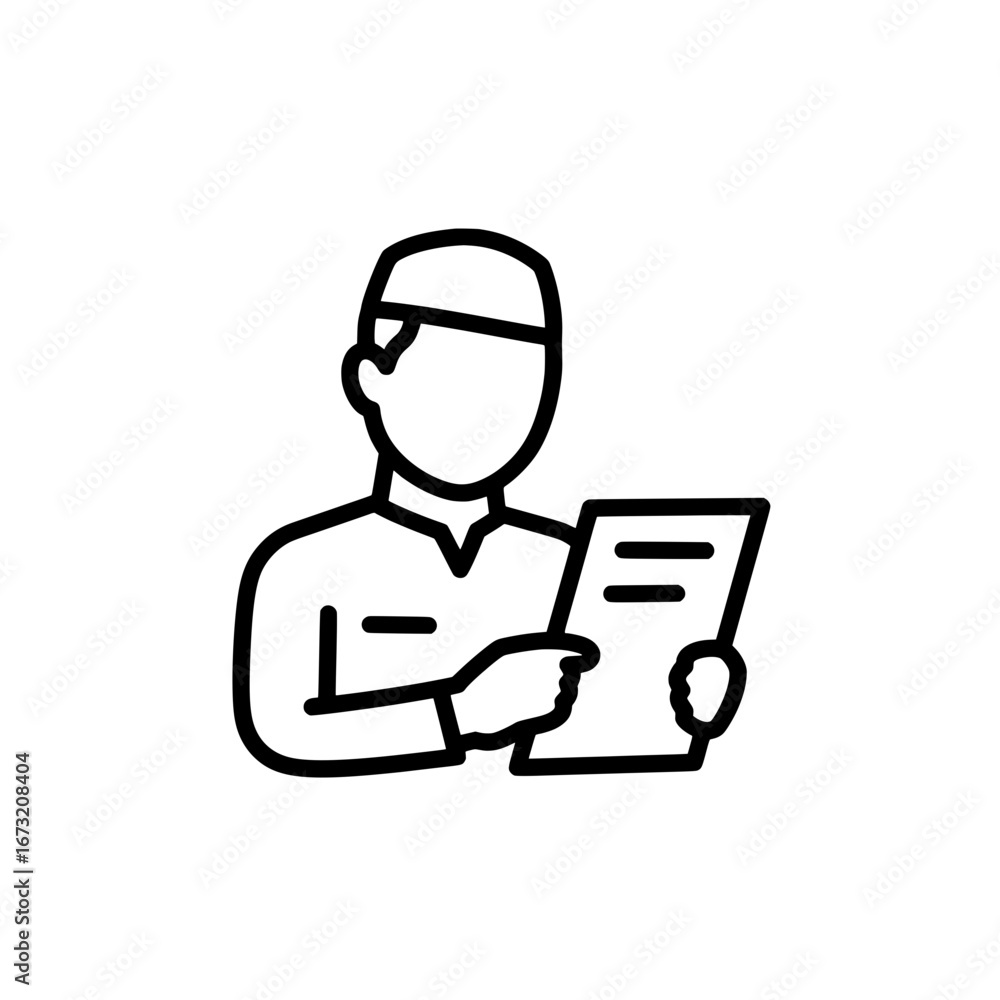 Poster man reading paper with transparent background