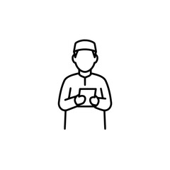 Obraz premium Man using mobile phone with transparent background