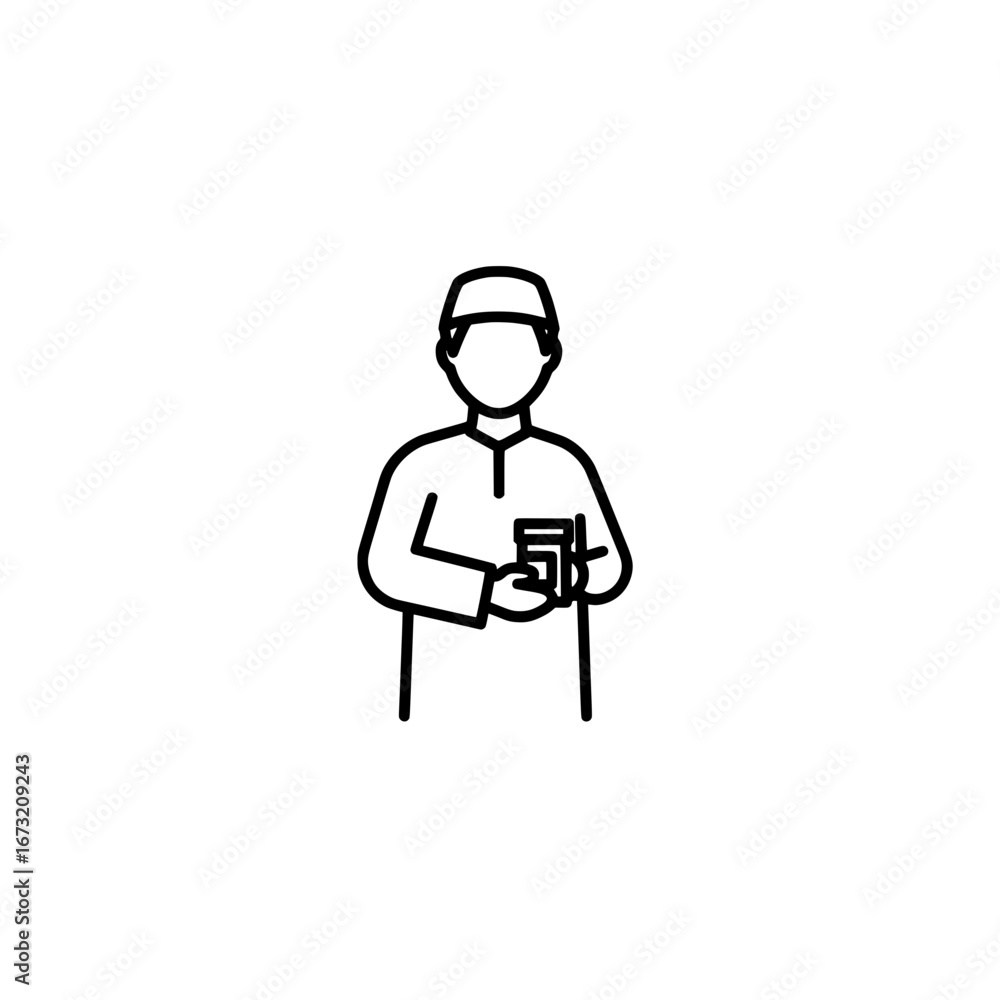 Poster man using smartphone with transparent background