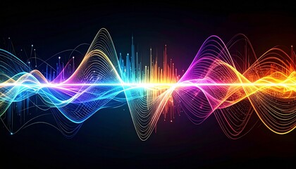 colorful Audio waveform modern conceptual hi tech, mechanical technology background, Generated with AI.
