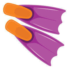 Flat vector illustration of flippers isolated on white background, perfect for sport, diving, and swimming accessory designs. © Nass Studio