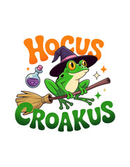 Frog Witch Flying on Broomstick with Potion graphic