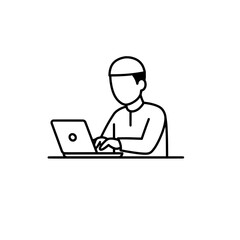 Man working on laptop with transparent background