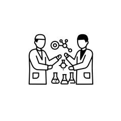 Scientists conducting chemical experiments with transparent background