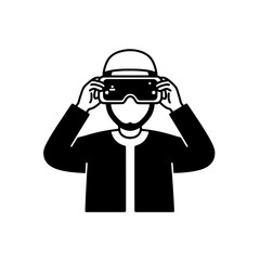 Man holding virtual reality headset with transparent background