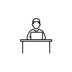 Man working at desk with laptop