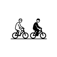 Fototapeta premium Silhouette of two people riding bicycles with transparent background