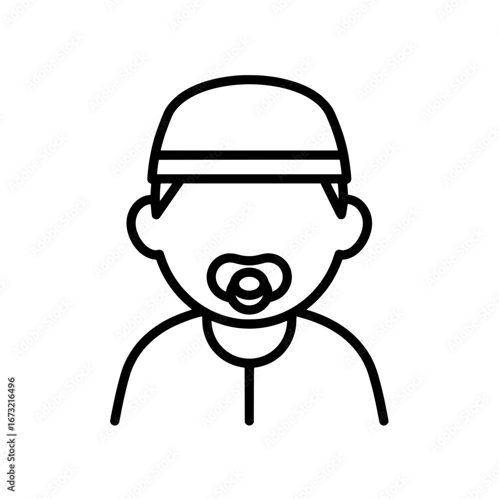 Poster man with a cap face outline with transparent background
