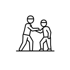 Two people practicing martial arts with transparent background