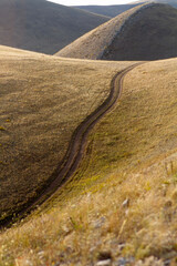 mountain trail through the ridge Karamuruntau mountain range landscape