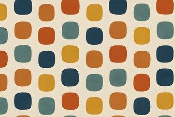 Retro Rounded Square Seamless Pattern – Colorful Geometric Abstract Background for Gift Wrap