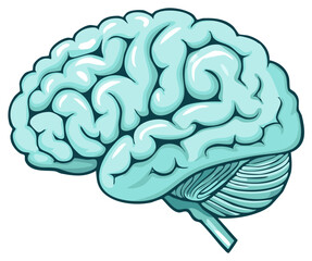 Cartoon illustration of a human brain in profile, conceptual idea