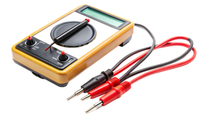 Analog Multimeter with Probes on Transparent Background
