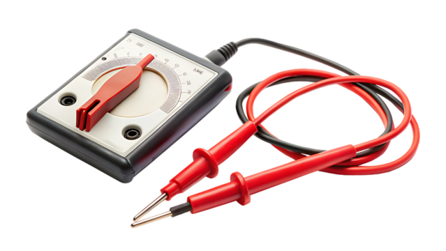 Small Analog Multimeter with Test Leads on transparent background