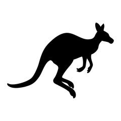 Fototapeta premium A kangaroo full black silhouette vector illustration design
