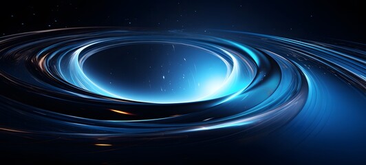 Obraz premium The black background contrasts sharply with the bright blue silver light emitted by planetary circulation,generative AI