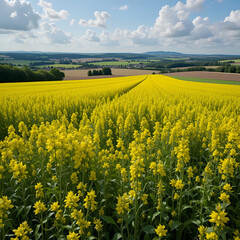 rapeseed field panorama