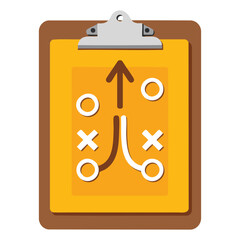 Flat vector illustration of soccer strategy tactic plan icon isolated on white background, perfect for advertising, sports, and game design themes.