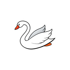 Fototapeta premium swan gliding on white background.eps