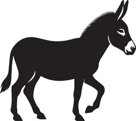 Black Silhouette Donkey Vector Illustration Isolated on White Background