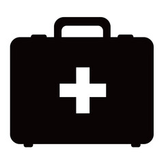 Obraz premium black and white silhouette of a vector first aid kit on a white background