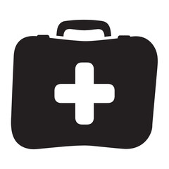 Obraz premium black and white silhouette of a vector first aid kit on a white background