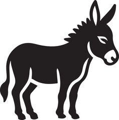 Black Silhouette Donkey Vector Illustration Isolated on White Background