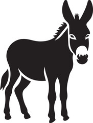 Black Silhouette Donkey Vector Illustration Isolated on White Background