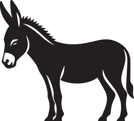 Black Silhouette Donkey Vector Illustration Isolated on White Background