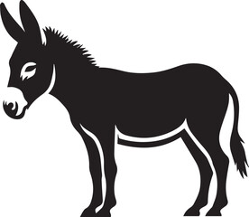 Black Silhouette Donkey Vector Illustration Isolated on White Background