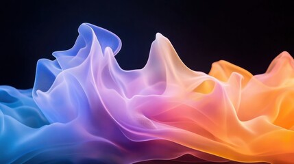 Obraz premium Neon-like colored smoke streams forming abstract shapes, black backdrop for modern design
