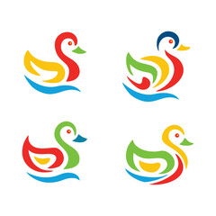 Colorful Abstract Duck Logo Vector Set