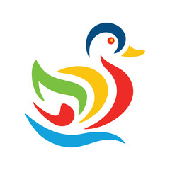 Naklejka premium Vibrant Abstract Duck Logo on Water