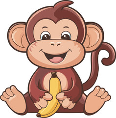 Fototapeta premium Funny Cartoon Monkey Character Vector Illustration
