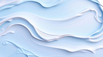 Obraz premium Abstract brush paint design of light blue wavy lines creating a silken texture on a curved background