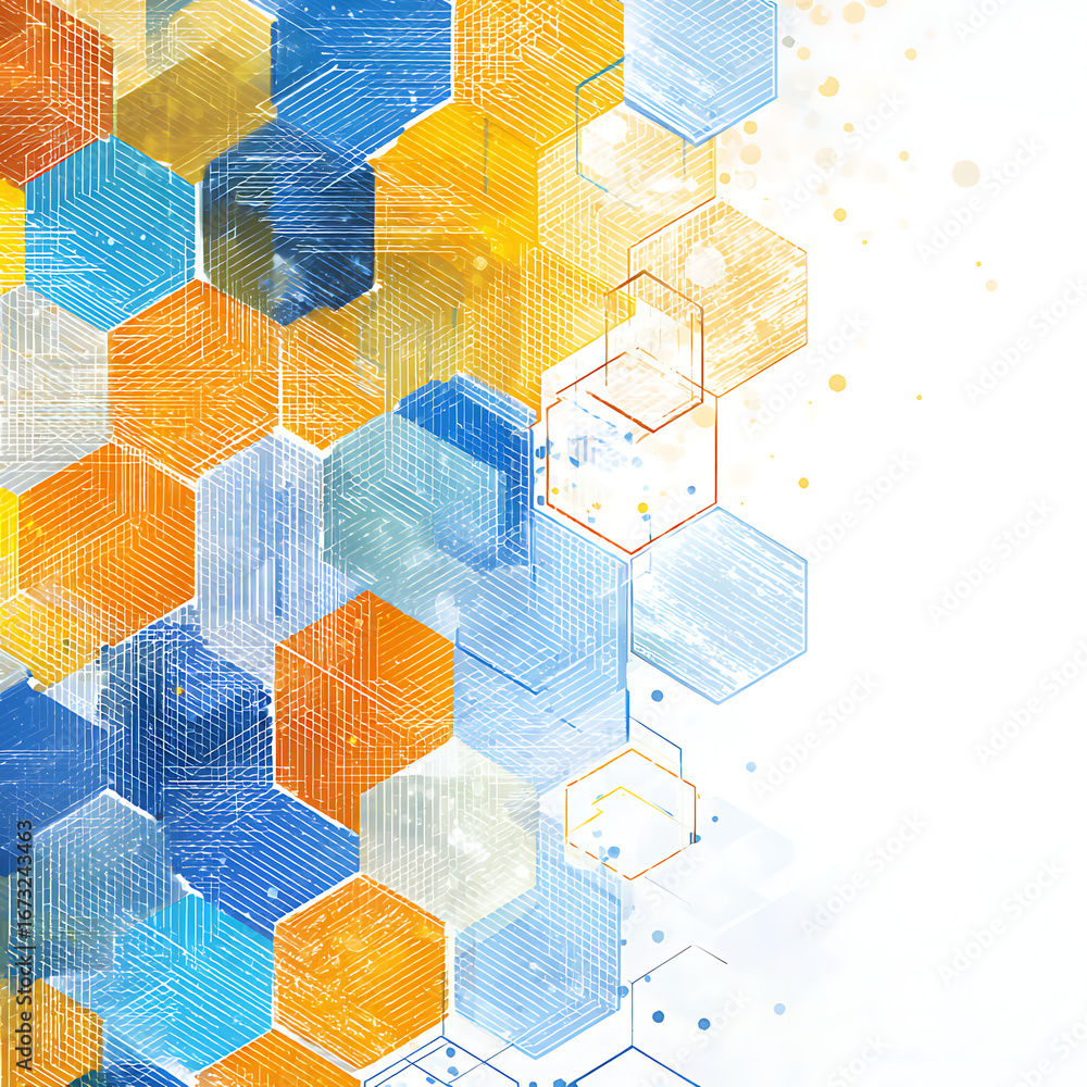 Aufkleber dynamic digital hexagon background with vibrant colors, perfect for tech, data, or futuristic design