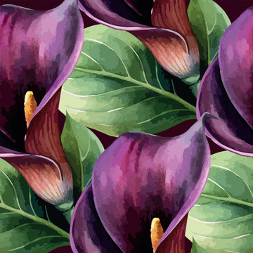 Classic Calla Lily Classic Botanical Vector Seamless Pattern 