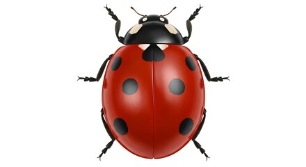 Naklejka premium Seven-Spotted Ladybug: High-Resolution Macro Photograph of a Red and Black Insect