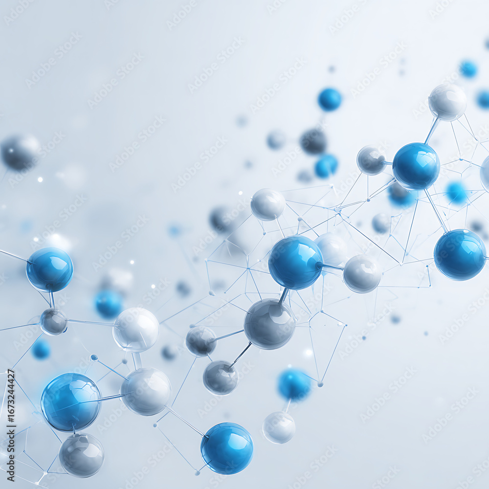 Aufkleber dynamic 3d molecular structure with interconnected spheres representing scientific innovation and te