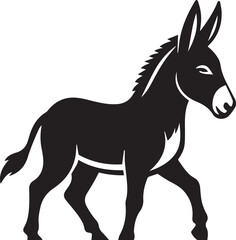 Black Silhouette Donkey Vector Illustration Isolated on White Background
